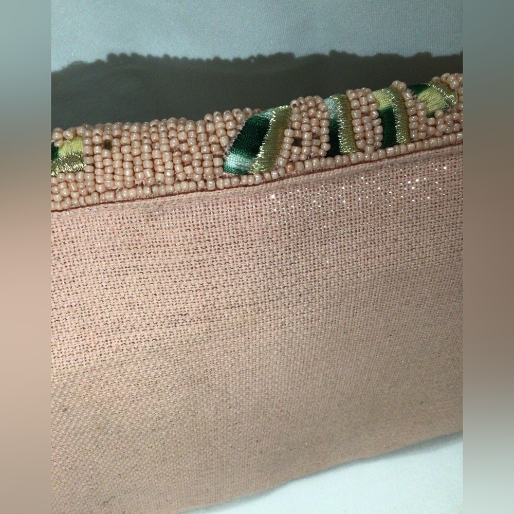 Beaded Pink and Green Floral Clutch Bag - Picture 6 of 9